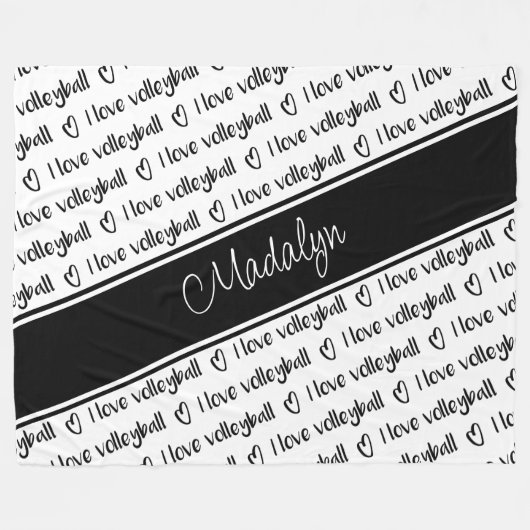 Schwarz-weiß I Liebe Volleyballtextmuster Fleecedecke (Vorderseite (Horizontal))