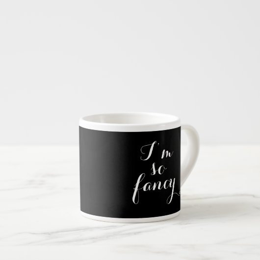 Schwarz & Weiß Ich bin so Extravagant Kronleuchter Espressotasse (Vorderseite Rechts)