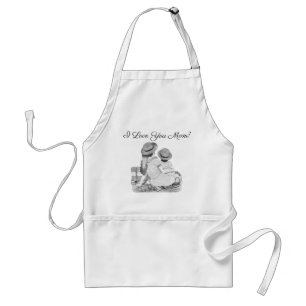 Schwarz-Weiß Ich liebe dich Mama Personalisiert Schürze