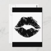 SCHWARZ-WEISS ICON KISS LIPS SMILE FRAUEN MAKEUP POSTKARTE (Vorne/Hinten)