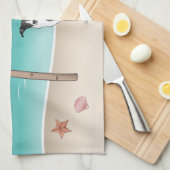 Schwarz-Weiß-Iggy-Hund im tropischen Sommer Beach Geschirrtuch (Viertel Falte)