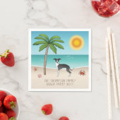 Schwarz-Weiß-Iggy-Hund im tropischen Sommer Beach Serviette (Beispiel)