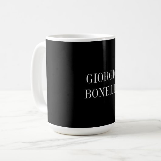 Schwarz-weiß Ihr Name Minimalistisch Personal Mode Kaffeetasse (Vorderseite Links)
