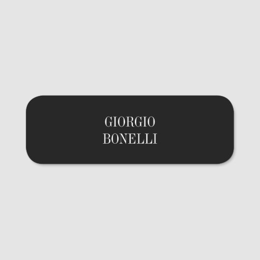 Schwarz-weiß Ihr Name Minimalistisch Personal Mode Namensschild (Vorderseite)