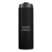 Schwarz-weiß Ihr Name Minimalistisch Personal Mode Thermosbecher (Vorderseite)