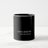 Schwarz-weiß Ihr Name Minimalistisch Personal Mode Zweifarbige Tasse (Mittel)