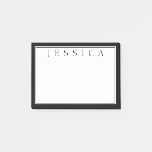 Schwarz/Weiß | Ihr Name Post-it Klebezettel (Vorderseite)