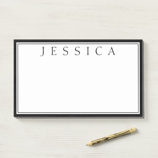 Schwarz/Weiß | Ihr Name Post-it Klebezettel (Auf Schreibtisch)