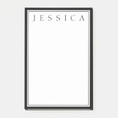 Schwarz/Weiß | Ihr Name Post-it Klebezettel (Vorderseite)