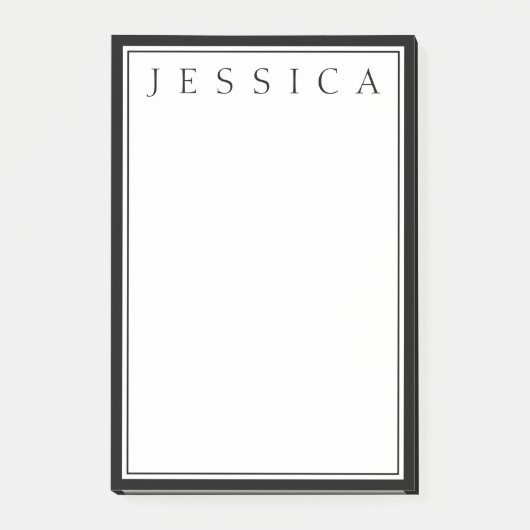 Schwarz/Weiß | Ihr Name Post-it Klebezettel (Vorderseite)