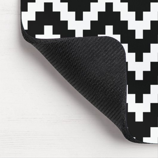 Schwarz/Weiß Ika Zigzag Geometrisches Muster Mousepad (Ecke)