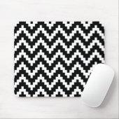 Schwarz/Weiß Ika Zigzag Geometrisches Muster Mousepad (Mit Mouse)