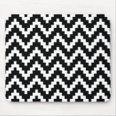 Schwarz/Weiß Ika Zigzag Geometrisches Muster Mousepad (Vorne)
