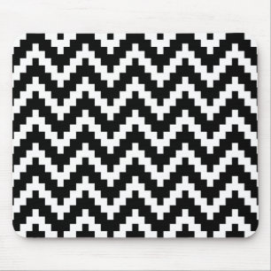 Schwarz/Weiß Ika Zigzag Geometrisches Muster Mousepad