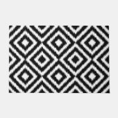 Schwarz-Weiß-Ikat-Plätze Mosaikkunstmuster Fußmatte (Vorderseite)