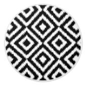 Schwarz-Weiß-Ikat-Plätze Mosaikkunstmuster Keramikknauf (Vorderseite)