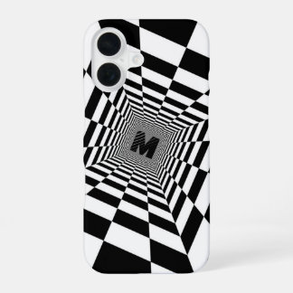 Schwarz-Weiß-Illusion, Monogramm oder Initiale iPhone 16 Hülle
