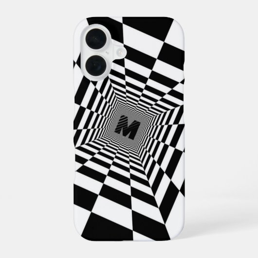 Schwarz-Weiß-Illusion, Monogramm oder Initiale iPhone 16 Hülle (Rückseite)