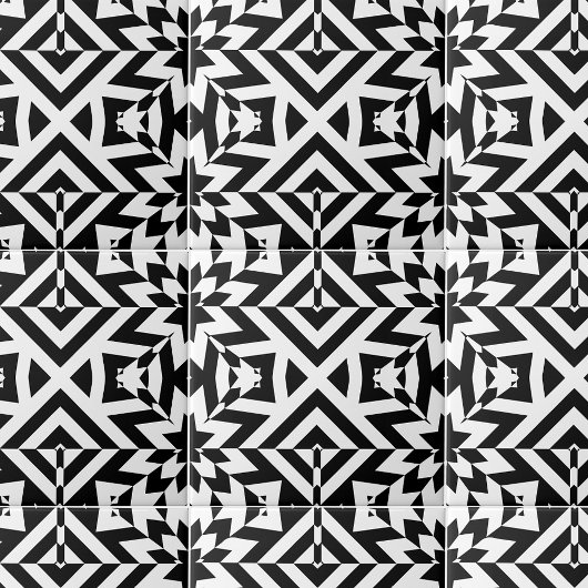 Schwarz-Weiß-Illusive Op Art Geometric Muster Fliese