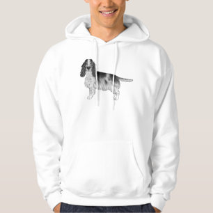 Schwarz-weiß-Illustration eines English Cocker Spa Hoodie