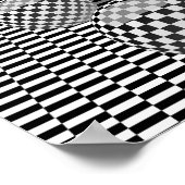 Schwarz-Weiß-Illustration mit Kugeln auf Schach Poster (Ecke)