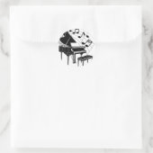 Schwarz/Weiß-Illustration von Grand Piano & Notes Runder Aufkleber (Tasche)