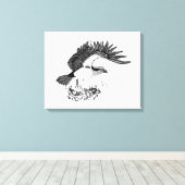 Schwarz-Weiß-Illustration von Osprey Leinwanddruck (Insitu (Holzboden))