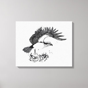 Schwarz-Weiß-Illustration von Osprey Leinwanddruck