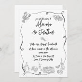 Schwarz-Weiß-Illustrationen Einladung (Vorne/Hinten)