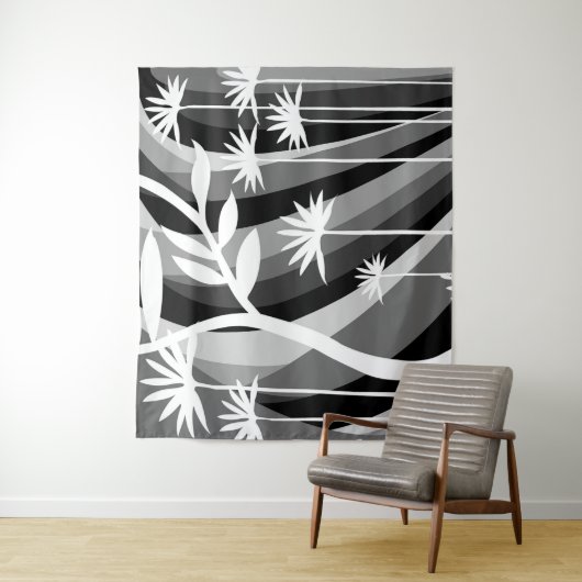 Schwarz-Weiß-Illustrationsband Wandteppich (Beispiel)