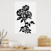 Schwarz-Weiß-Illustrierte Rose Art Poster (Küche)