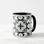 Schwarz-weiß im spanischen Stil mit Initialen Tasse (VorderseiteRechts)