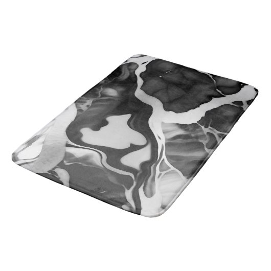 Schwarz-Weiß-Imitat aus Trendfarben Badematte (Schrägansicht)