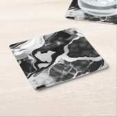 Schwarz-Weiß-Imitat aus Trendfarben Rechteckiger Pappuntersetzer (angewinkelt)