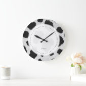Schwarz-Weiß-Imitat-Pelzmuster Große Wanduhr (Zuhause)