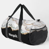 Schwarz-Weiß-Imitate Glitzer Agate Large Duffle Bag (Rechte Ecke)