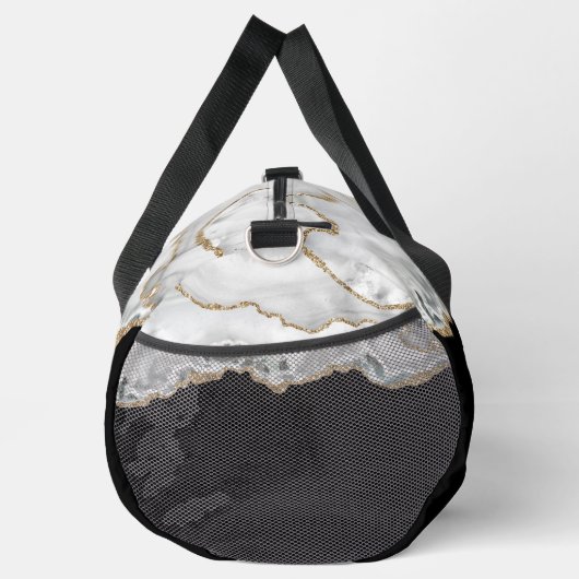 Schwarz-Weiß-Imitate Glitzer Agate Large Duffle Bag (Rechts)