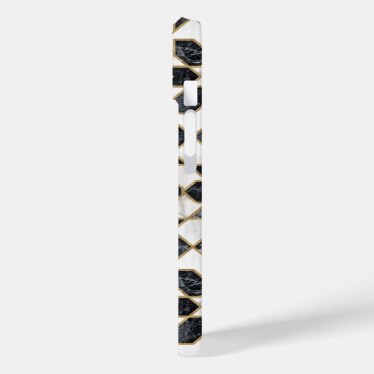 Schwarz-Weiß-Imitate Goldmarmor Marokkanisches Mos Case-Mate iPhone Hülle (Rückseite / Links)