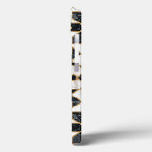 Schwarz-Weiß-Imitate Goldmarmor Marokkanisches Mos Case-Mate iPhone Hülle (Rückseite / Links)