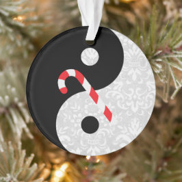 Schwarz-Weiß-Imitate Lace Yin Yang mit Candy Cane Ornament