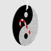 Schwarz-Weiß-Imitate Lace Yin Yang mit Candy Cane Ornament (Vorderseite)