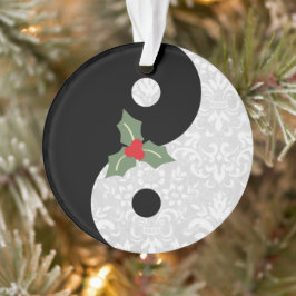 Schwarz-Weiß-Imitate Lace Yin Yang mit Mistletoe Ornament