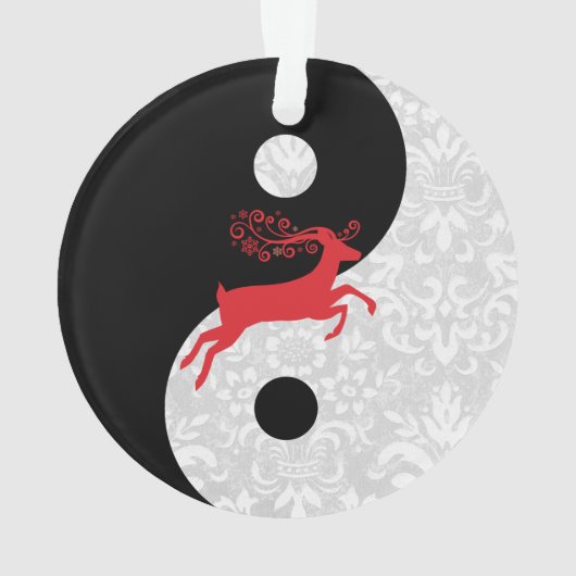 Schwarz-Weiß-Imitate lockern Yin Yang mit Rotwild Ornament (Rückseite)