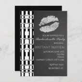 Schwarz-weiß & Imitate Silver Beauty Livio Party Einladung (Vorne/Hinten)