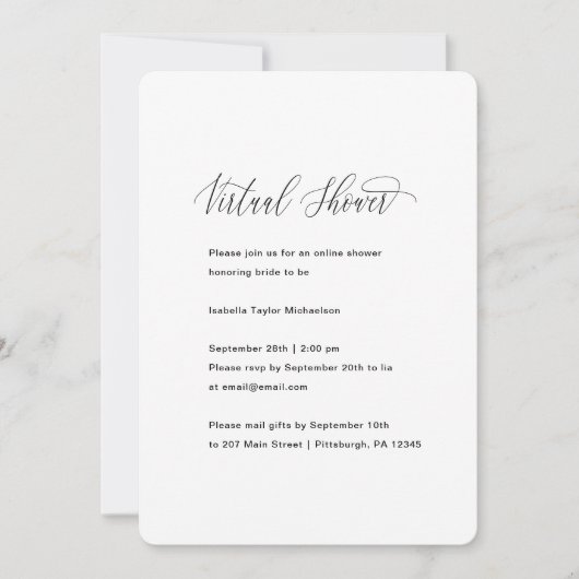 Schwarz-Weiß-Imitats Gold Virtual Brautparty Einladung (Vorderseite)