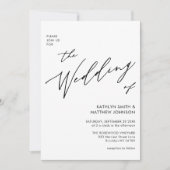 Schwarz & Weiß in einer modernen Skripthochzeit Einladung (Vorderseite)