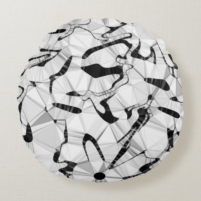 Schwarz-Weiß in Motion Round Cushion Rundes Kissen (Vorderseite)