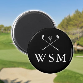 Schwarz-Weiß individuell monogrammierte Golfschläg Magnet