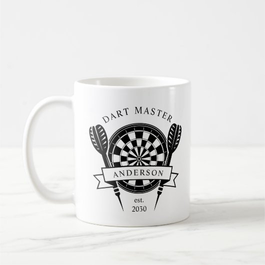 Schwarz-Weiß-Individuelle Name Dart Kaffeetasse (Links)