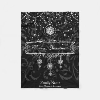 Schwarz-Weiß-Individuelle Name/Jahr Weihnachtsblan Fleecedecke